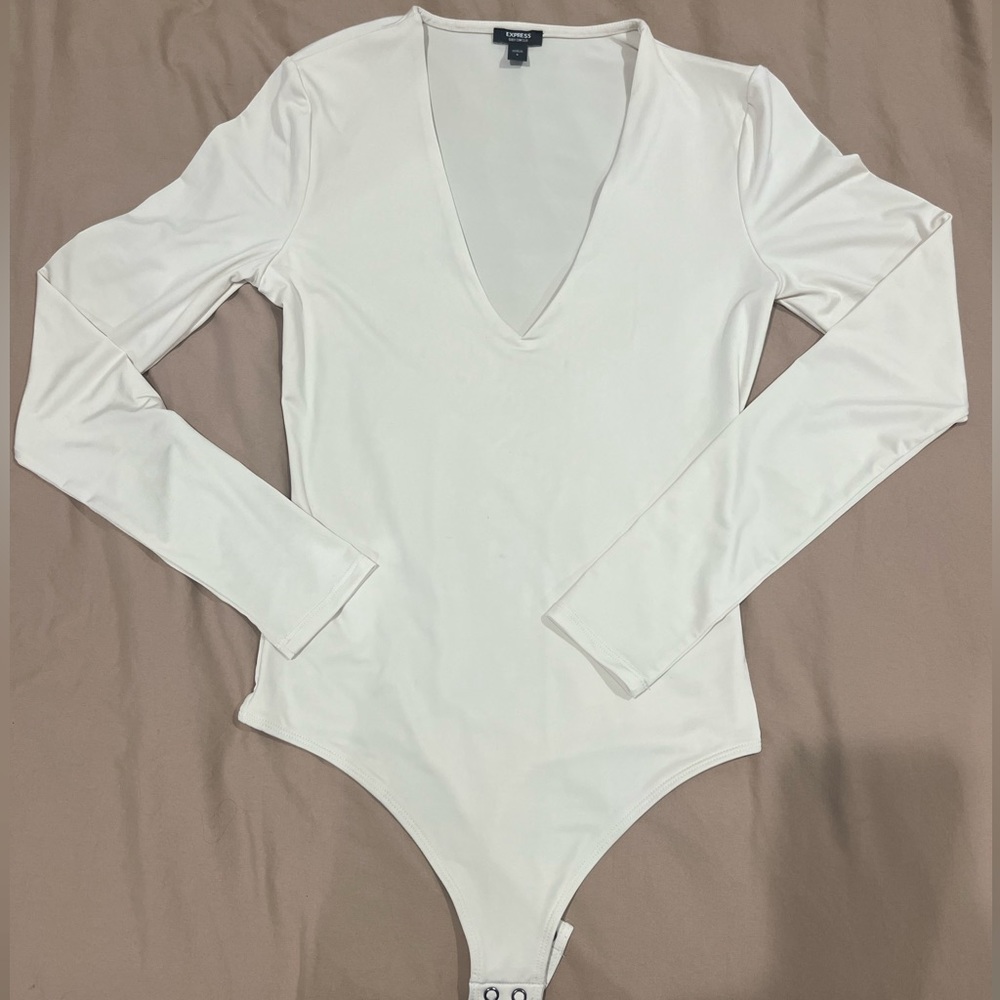 Express Body Contour Bodysuit in White.
